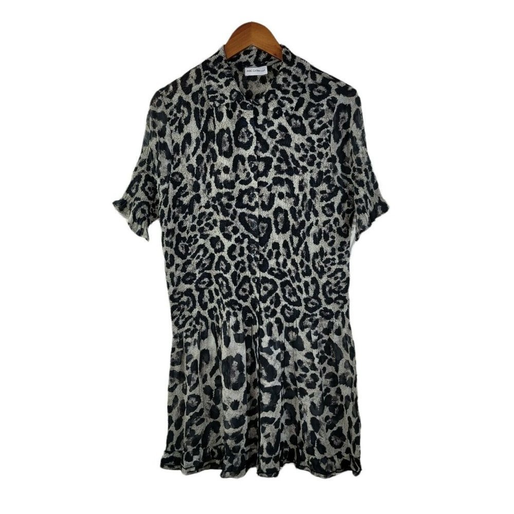 Vintage Crinkle top Jacket Stretch size XL 1X art wear Cheetah Tunic long